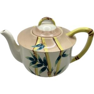 Weil Ware California Pottery PINK MALAY BAMBOO Teapot With Lid Vintage MCM‎